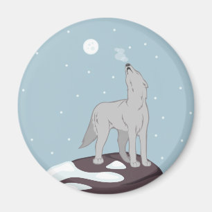 Howling Arctic Wolf Magnet