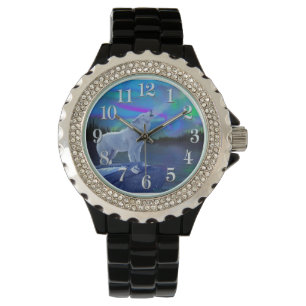 Howling Arctic Wolf & Moon Wildlife Art Watch
