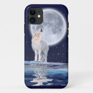 Howling Arctic Wolf & Pleine lune iPhone 5 Coque