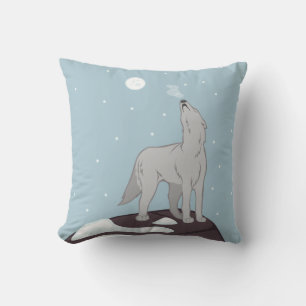 Howling Arctic Wolf Throw Pillow
