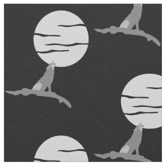 Howling at moon fabric print