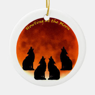 Howling at the Moon Ceramic Ornament