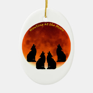 Howling at the Moon Ceramic Ornament