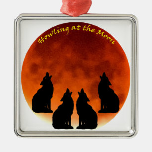 Howling at the Moon Metal Ornament