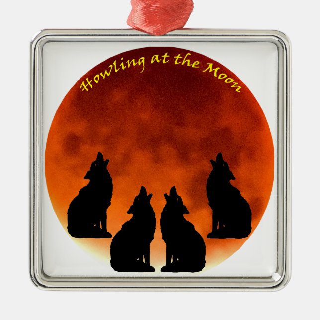 Howling at the Moon Metal Ornament (Front)