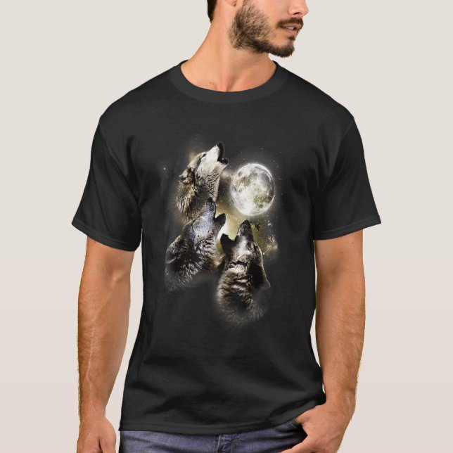 Howling At The Moon Wolves Howl Wolf Cool T-Shirt (Front)