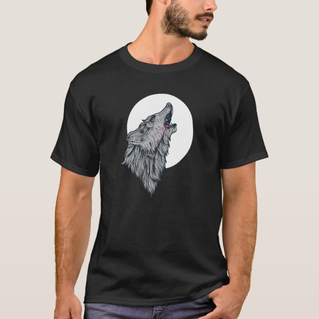 Howling At The Moon Wolves Wolf 3 T-Shirt (Front)