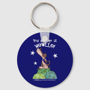 Howling Basset Hound Night Keychain