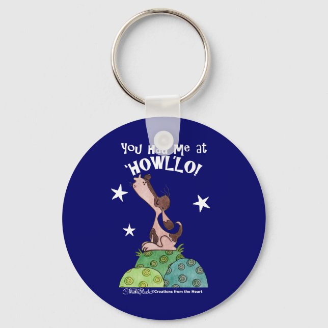 Howling Basset Hound Night Keychain (Front)