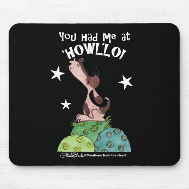 Howling Basset Hound Night Mouse Pad (Front)