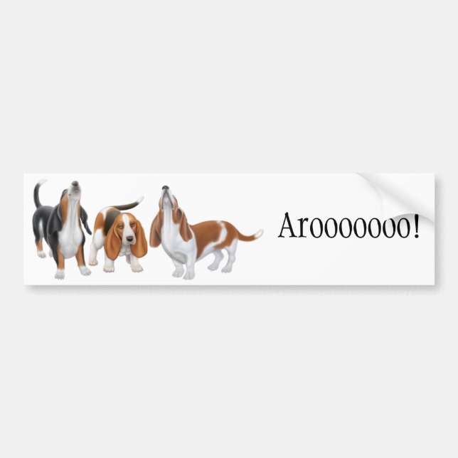 Howling Basset Hounds Bumper Sticker (Front)