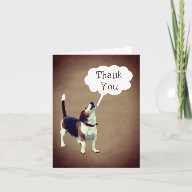 Howling Beagle Cute Customizable Thank You Card (Front)