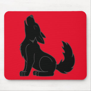 Howling Black Wolf Mouse Pad