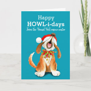 Howling chant chien art affaires carte de Noël
