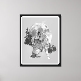 Howling Coyotes Animal Watercolor Wildlife Art Canvas Print