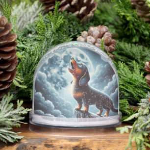 Howling Dachshund Snowglobe