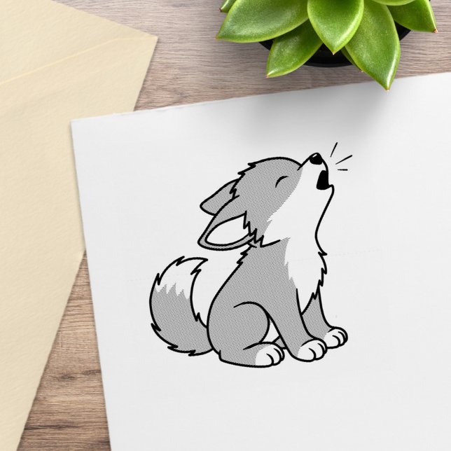 Howling Grey Wolf Pup Rubber Stamp (Creator Uploaded)