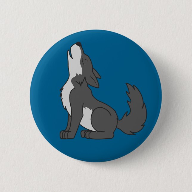 Howling Grey Wolf with Natural Markings 2 Inch Round Button (Front)