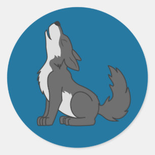 Howling Grey Wolf with Natural Markings Classic Round Sticker