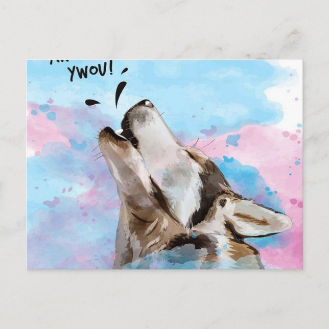 Howling Husky Dog Bright Husky Dog Holiday Postcard (Front)