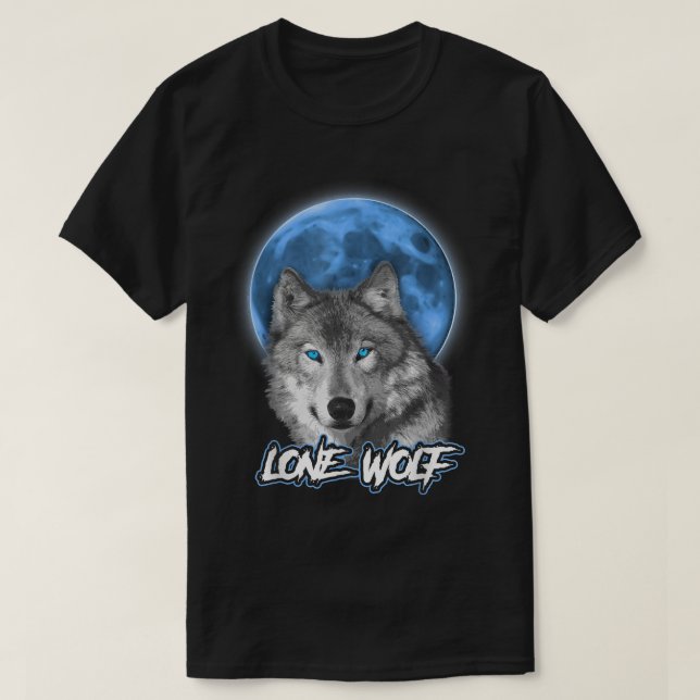 Howling Lone Wolf  On Moon Gift Funny  T-Shirt (Design Front)