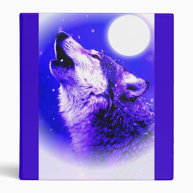Howling Lonely Wolf at Moon Avery Binder (Front)