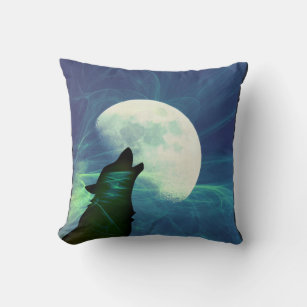 Howling Moon Throw Pillow