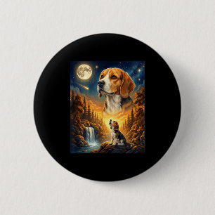 Howling to the moon meme animal dog beagle  2 inch round button