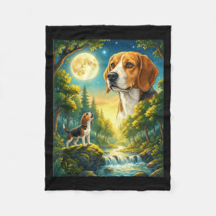 Howling to the moon meme animal dog beagle  fleece blanket