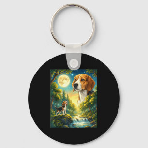 Howling to the moon meme animal dog beagle  keychain