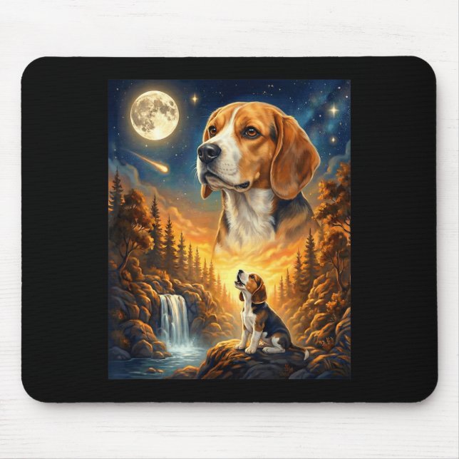 Howling to the moon meme animal dog beagle  mouse pad (Front)