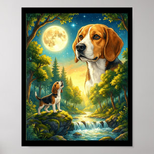Howling to the moon meme animal dog beagle poster
