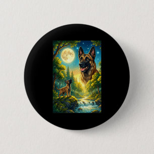 Howling to the moon meme animal dog belgian 2 inch round button