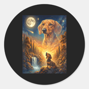 Howling to the moon meme animal dog dachshund  classic round sticker
