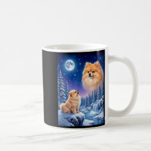 Howling to the moon meme animal dog pomeranian coffee mug