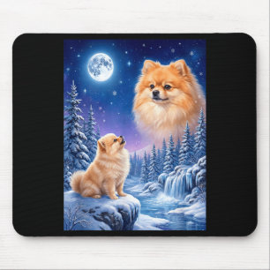 Howling to the moon meme animal dog pomeranian  mouse pad