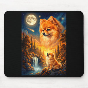 Howling to the moon meme animal dog pomeranian mouse pad