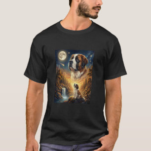 Howling to The Moon Meme Animal Dog Saint Bernard T-Shirt