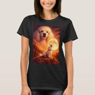 Howling to the moon vintage mystical poodle dog  T-Shirt