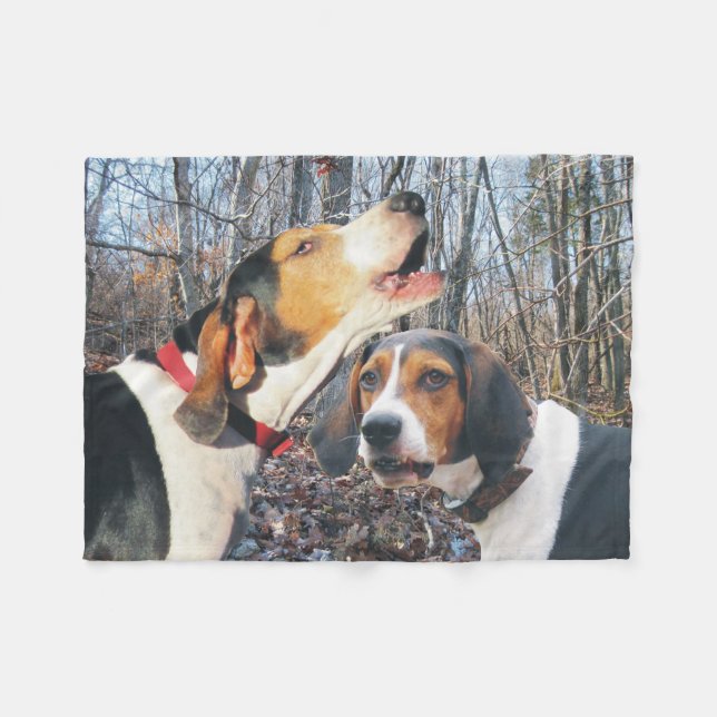 Howling Treeing Walker Coonhound Fleece Blanket (Front (Horizontal))