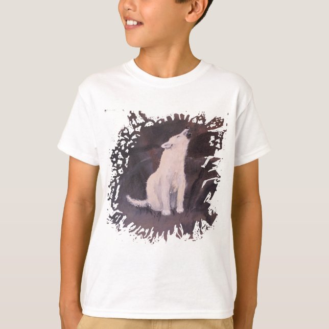 "Howling White Wolf" Girl's T-shirt (Front)