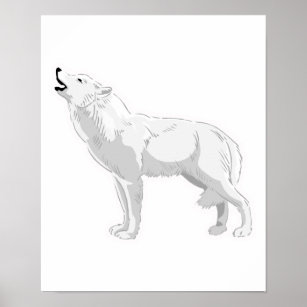 howling white wolf poster