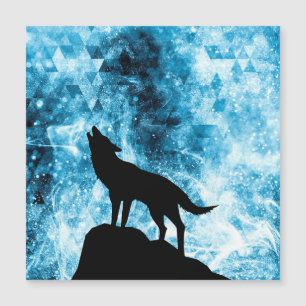 Howling Winter Wolf snowy blue smoke Abstract