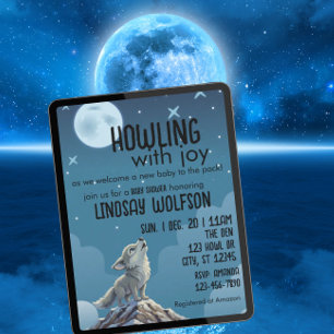 Howling with Joy, Wolf Baby Shower Invitation
