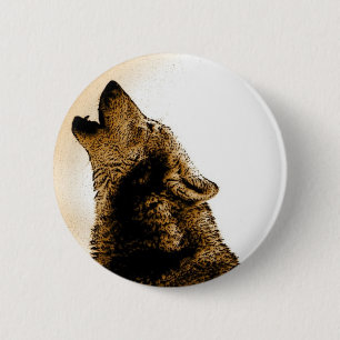 Howling Wolf 2 Inch Round Button