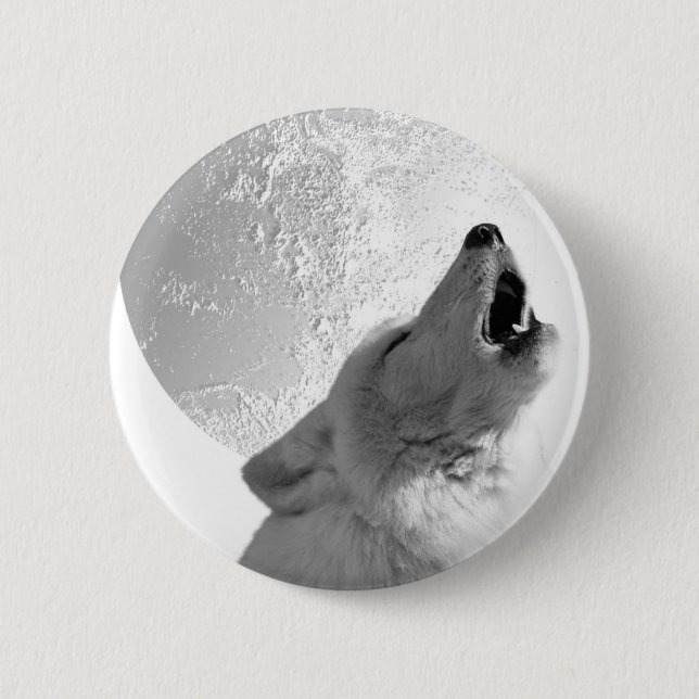 Howling Wolf 2 Inch Round Button (Front)