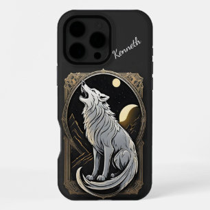 Howling Wolf Against Night Sky With Planets iPhone 16 Pro Max Case