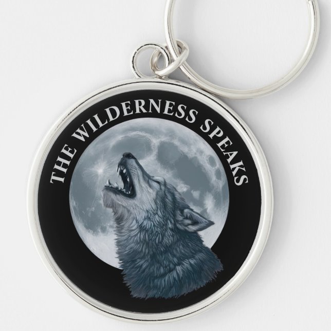 Howling Wolf and Moon  Keychain (Front)
