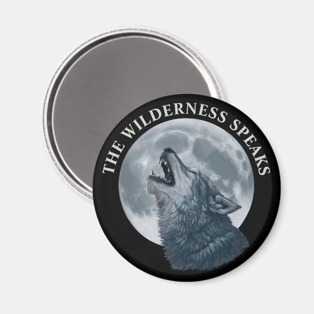 Howling Wolf and Moon  Magnet (Front/Back)