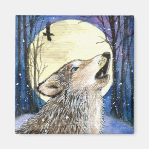 Howling - Wolf Art Magnet
